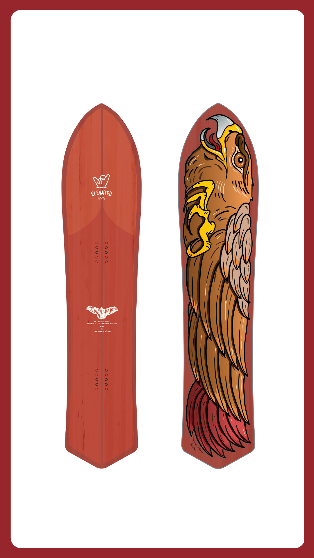 Red Tailed Hawk Surf Board | Red Surf Board | Elevated Surf Craft