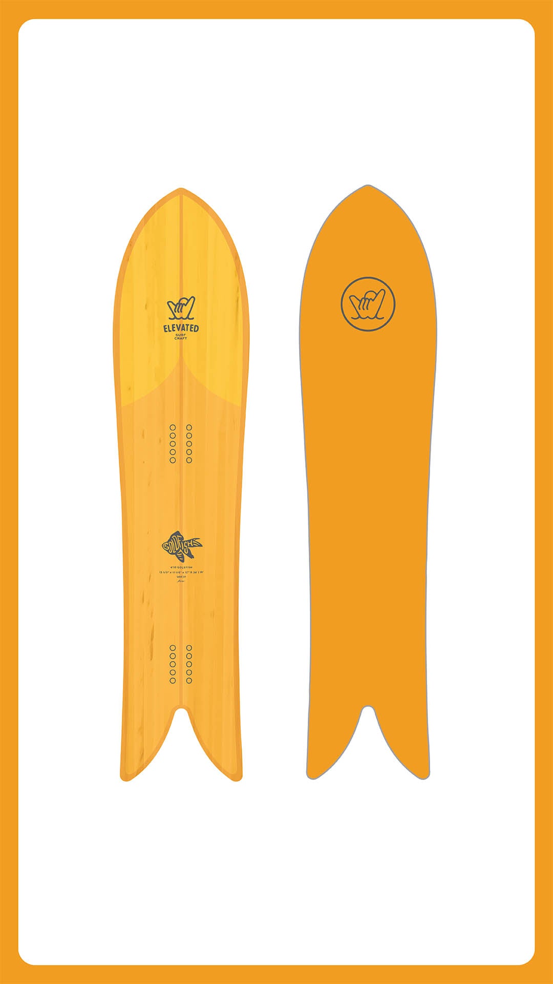 Fish Tail Snow Board | Golden Snow Board | Elevated Surf Craft