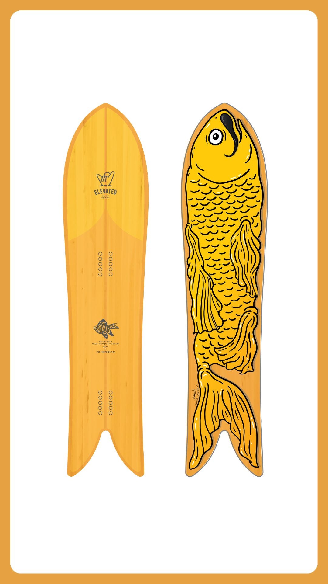 Golden Fish Tail Snowboard | Fish Tail Snowboard | Elevated Golden Fish Tail Snowboard | Fish Tail Snowboard | Elevated
